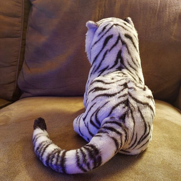 Plush White Tiger Cub Bengal Shalom Toy Co 14" Jungle Realistic Stuffed Animal - Picture 14 of 16